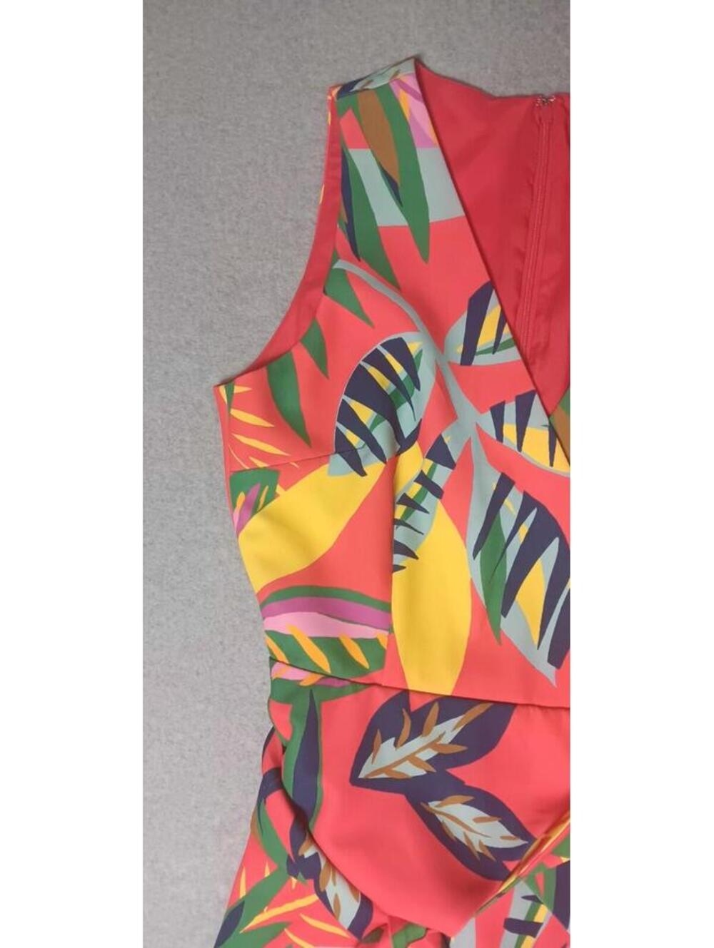 NWT! Alex Marie Aliya Tiered Vneck Dress Womens Size 8 Tropic Breeze Red Tie... - Picture 9 of 11